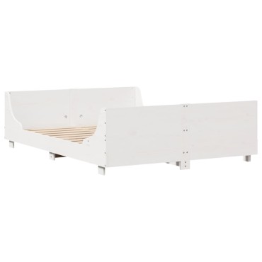 vidaXL Σκελετός Κρεβ. Χωρίς Στρώμα Λευκό 160x200cm Μασίφ Πεύκο 1 τεμ. - Διπλό