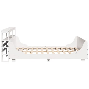 vidaXL Σκελετός Κρεβ. Χωρίς Στρώμα Λευκό 160x200cm Μασίφ Πεύκο 1 τεμ. - Διπλό