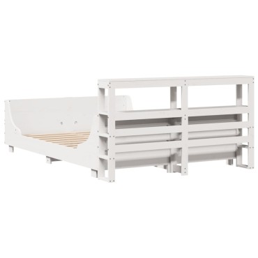 vidaXL Σκελετός Κρεβ. Χωρίς Στρώμα Λευκό 160x200cm Μασίφ Πεύκο 1 τεμ. - Διπλό