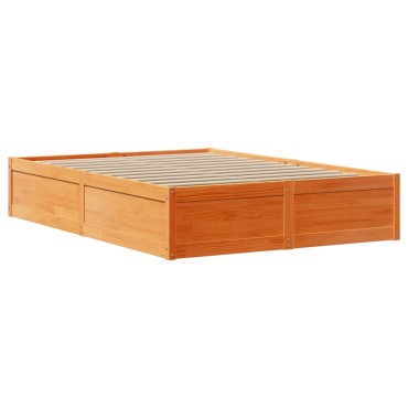 vidaXL Πλαίσιο Κρεβατιού με Κεφαλάρι Μελί 160x200εκ. Μασίφ Ξύλο Πεύκου