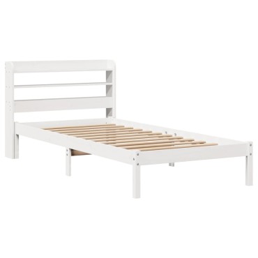 vidaXL Σκελετός Κρεβ. Χωρίς Στρώμα Λευκό 75x190cm Μασίφ Πεύκο 1 τεμ. - Μονό