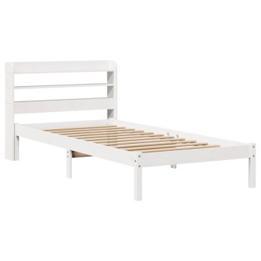 vidaXL Σκελετός Κρεβ. Χωρίς Στρώμα Λευκό 75x190cm Μασίφ Πεύκο 1 τεμ. - Μονό