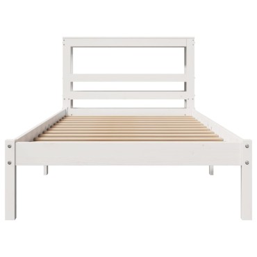vidaXL Σκελετός Κρεβ. Χωρίς Στρώμα Λευκό 75x190cm Μασίφ Πεύκο 1 τεμ. - Μονό