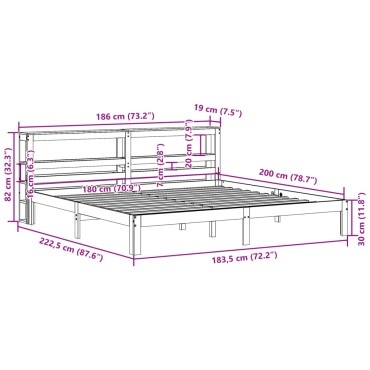 vidaXL Σκελετός Κρεβ. Χωρίς Στρώμα Καφέ Κεριού 180x200 εκ Μασίφ Πεύκο