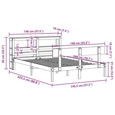 vidaXL Σκελετός Κρεβ. Χωρίς Στρώμα Λευκό 140x200 εκ Μασίφ Πεύκο