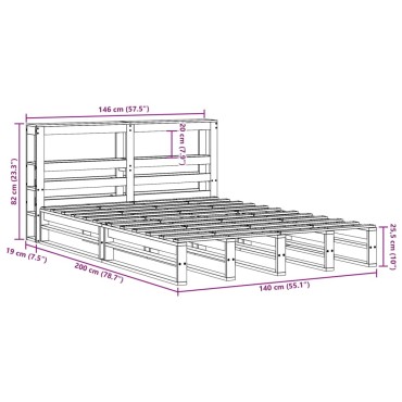 vidaXL Σκελετός Κρεβ. Χωρίς Στρώμα Λευκό 140x200 εκ Μασίφ Πεύκο