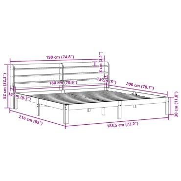 vidaXL Σκελετός Κρεβ. Χωρίς Στρώμα Καφέ Κεριού 180x200 εκ Μασίφ Πεύκο