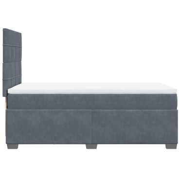vidaXL Κρεβάτι Boxspring με Στρώμα Σκούρο Γκρι 90x200cm Βελούδινο 1 τεμ. - Μονό