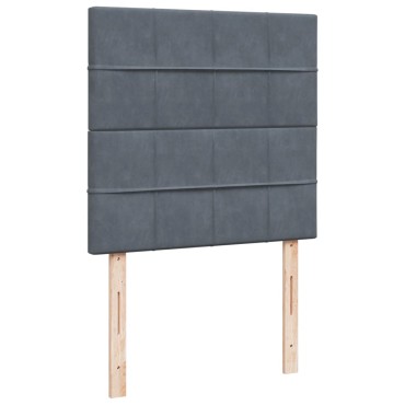 vidaXL Κρεβάτι Boxspring με Στρώμα Σκούρο Γκρι 90x200cm Βελούδινο 1 τεμ. - Μονό