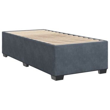 vidaXL Κρεβάτι Boxspring με Στρώμα Σκούρο Γκρι 90x200cm Βελούδινο 1 τεμ. - Μονό