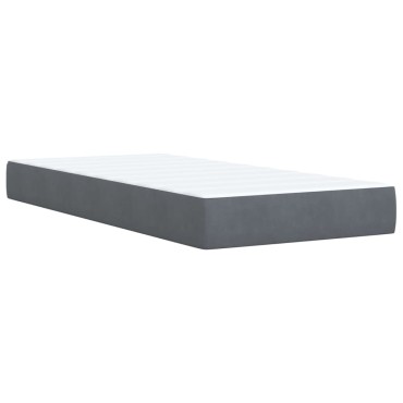 vidaXL Κρεβάτι Boxspring με Στρώμα Σκούρο Γκρι 90x200cm Βελούδινο 1 τεμ. - Μονό