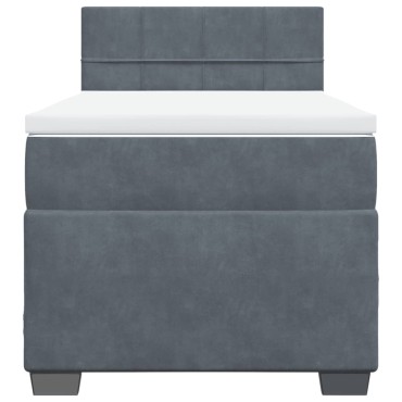 vidaXL Κρεβάτι Boxspring με Στρώμα Σκούρο Γκρι 90x200 εκ. Βελούδινο