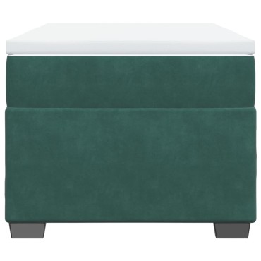 vidaXL Κρεβάτι Boxspring με Στρώμα Σκούρο Πράσινο 90x200 εκ. Βελούδινο