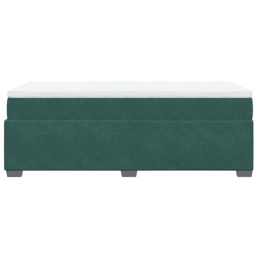 vidaXL Κρεβάτι Boxspring με Στρώμα Σκούρο Πράσινο 90x200 εκ. Βελούδινο