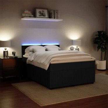 vidaXL Κρεβάτι Boxspring με Στρώμα Μαύρο 140x200cm Βελούδινο 1 τεμ. - Διπλό
