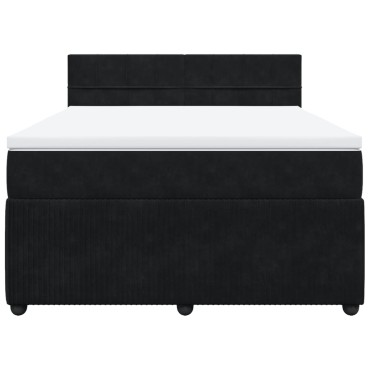 vidaXL Κρεβάτι Boxspring με Στρώμα Μαύρο 140x200cm Βελούδινο 1 τεμ. - Διπλό