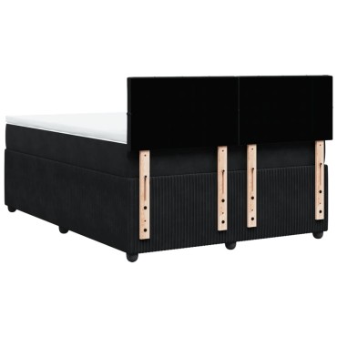 vidaXL Κρεβάτι Boxspring με Στρώμα Μαύρο 140x200cm Βελούδινο 1 τεμ. - Διπλό