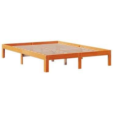 vidaXL Σκελετός Κρεβ. Χωρίς Στρώμα Καφέ Κεριού 135x190 εκ Μασίφ Πεύκο