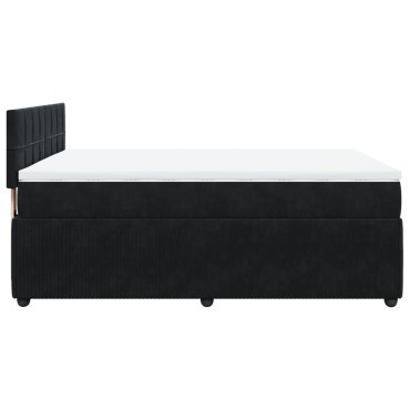 vidaXL Κρεβάτι Boxspring με Στρώμα Μαύρο 140x200cm Βελούδινο 1 τεμ. - Διπλό