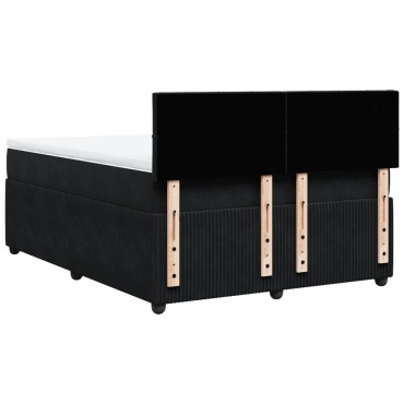 vidaXL Κρεβάτι Boxspring με Στρώμα Μαύρο 140x200cm Βελούδινο 1 τεμ. - Διπλό