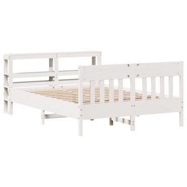 vidaXL Σκελετός Κρεβ. Χωρίς Στρώμα Λευκό 140x190cm Μασίφ Πεύκο 1 τεμ. - Μονό