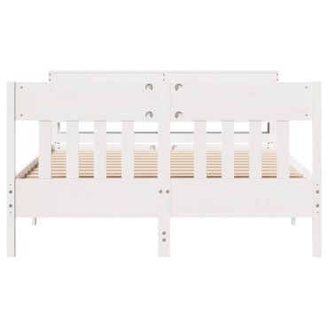 vidaXL Σκελετός Κρεβ. Χωρίς Στρώμα Λευκό 140x190cm Μασίφ Πεύκο 1 τεμ. - Διπλό