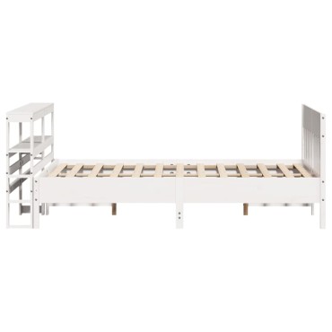vidaXL Σκελετός Κρεβ. Χωρίς Στρώμα Λευκό 140x190cm Μασίφ Πεύκο 1 τεμ. - Διπλό