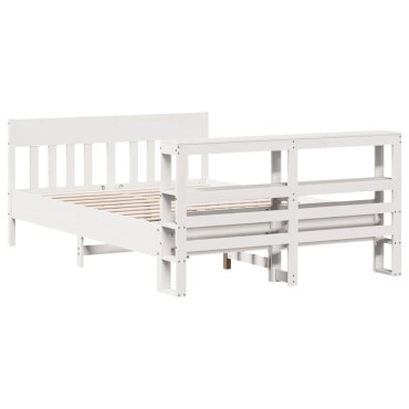 vidaXL Σκελετός Κρεβ. Χωρίς Στρώμα Λευκό 140x190cm Μασίφ Πεύκο 1 τεμ. - Διπλό