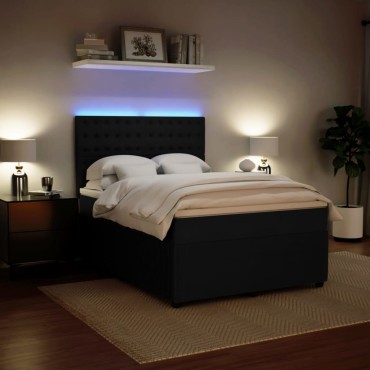 vidaXL Κρεβάτι Boxspring με Στρώμα Μαύρο 140x200cm Βελούδινο 1 τεμ. - Διπλό