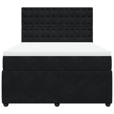 vidaXL Κρεβάτι Boxspring με Στρώμα Μαύρο 140x200cm Βελούδινο 1 τεμ. - Διπλό