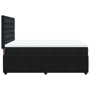 vidaXL Κρεβάτι Boxspring με Στρώμα Μαύρο 140x200cm Βελούδινο 1 τεμ. - Διπλό