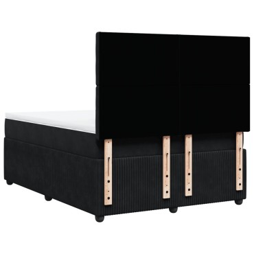 vidaXL Κρεβάτι Boxspring με Στρώμα Μαύρο 140x200cm Βελούδινο 1 τεμ. - Διπλό