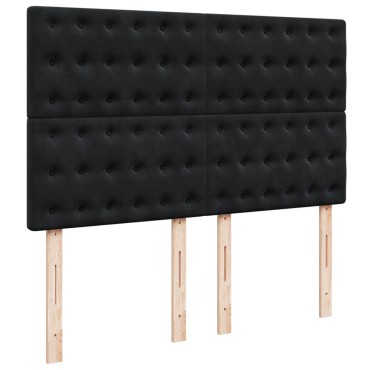 vidaXL Κρεβάτι Boxspring με Στρώμα Μαύρο 140x200cm Βελούδινο 1 τεμ. - Διπλό