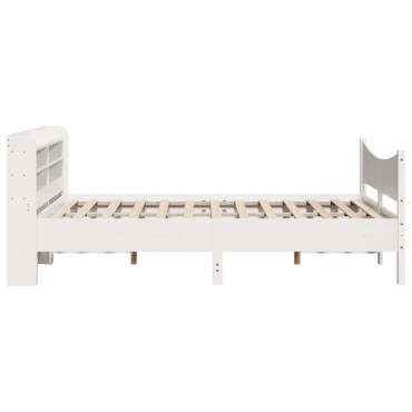 vidaXL Πλαίσιο Κρεβατιού με Κεφαλάρι Λευκό 160x200cm από Μασίφ Πεύκο 1 τεμ. - Διπλό
