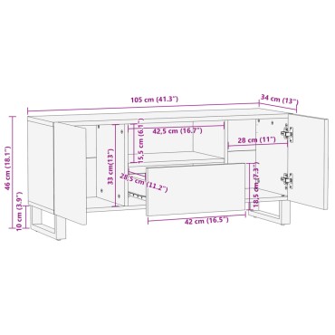 vidaXL Έπιπλο Τηλεόρασης 100x34x46cm από Μασίφ Ξύλο Ακακίας 1 τεμ.