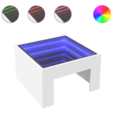 vidaXL Τραπεζάκι Σαλονιού Infinity LED Λευκό 50x50x30cm 1 τεμ.