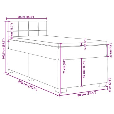 vidaXL Κρεβάτι Boxspring με Στρώμα Σκούρο Πράσινο 90x200 εκ. Βελούδινο