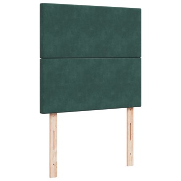 vidaXL Κρεβάτι Boxspring με Στρώμα Σκούρο Πράσινο 90x190 εκ. Βελούδινο
