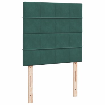 vidaXL Κρεβάτι Boxspring με Στρώμα Σκούρο Πράσινο 90x200 εκ. Βελούδινο