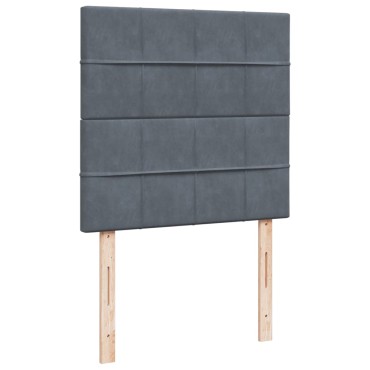 vidaXL Κρεβάτι Boxspring με Στρώμα Σκούρο Γκρι 90x190 εκ. Βελούδινο