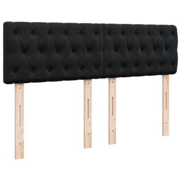 vidaXL Κρεβάτι Boxspring με Στρώμα Μαύρο 140x200cm Βελούδινο 1 τεμ. - Διπλό