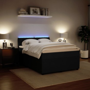vidaXL Κρεβάτι Boxspring με Στρώμα Μαύρο 140x200cm Βελούδινο 1 τεμ. - Διπλό