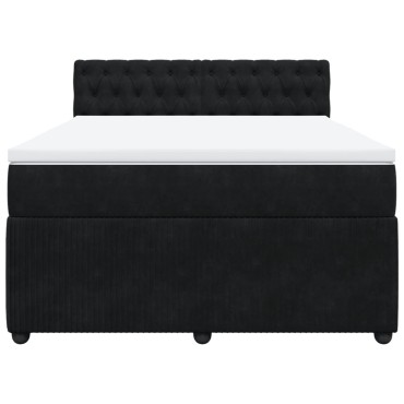 vidaXL Κρεβάτι Boxspring με Στρώμα Μαύρο 140x200cm Βελούδινο 1 τεμ. - Διπλό