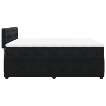 vidaXL Κρεβάτι Boxspring με Στρώμα Μαύρο 140x200cm Βελούδινο 1 τεμ. - Διπλό