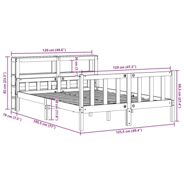 vidaXL Σκελετός Κρεβατιού Χωρίς Στρώμα 120x190 εκ Μασίφ Ξύλο Πεύκου