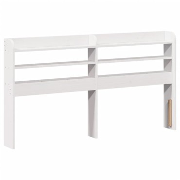 vidaXL Πλαίσιο Κρεβατιού με Κεφαλάρι Λευκό 135x190cm Μασίφ Πεύκου 1 τεμ. - Μονό
