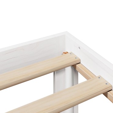 vidaXL Πλαίσιο Κρεβατιού με Κεφαλάρι Λευκό 135x190cm Μασίφ Πεύκου 1 τεμ. - Μονό