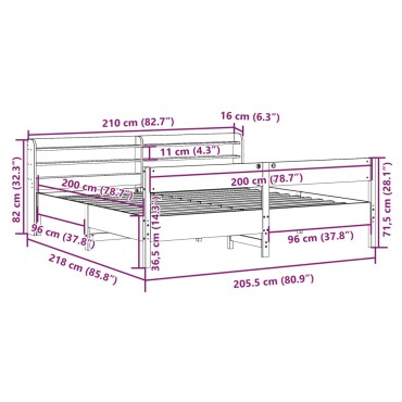 vidaXL Σκελετός Κρεβ. Χωρίς Στρώμα Λευκό 200x200 εκ Μασίφ Πεύκο