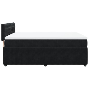 vidaXL Κρεβάτι Boxspring με Στρώμα Μαύρο 140x200cm Βελούδινο 1 τεμ. - Διπλό