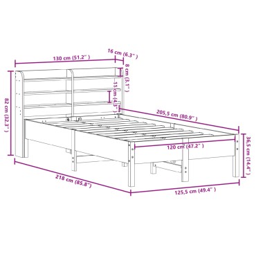 vidaXL Σκελετός Κρεβ. Χωρίς Στρώμα Καφέ Κεριού 120x200 εκ Μασίφ Πεύκο